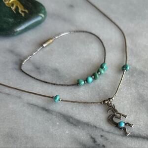 Vintage Native American Kokopelli, Turquoise & Green Aventurine 925 Bundle